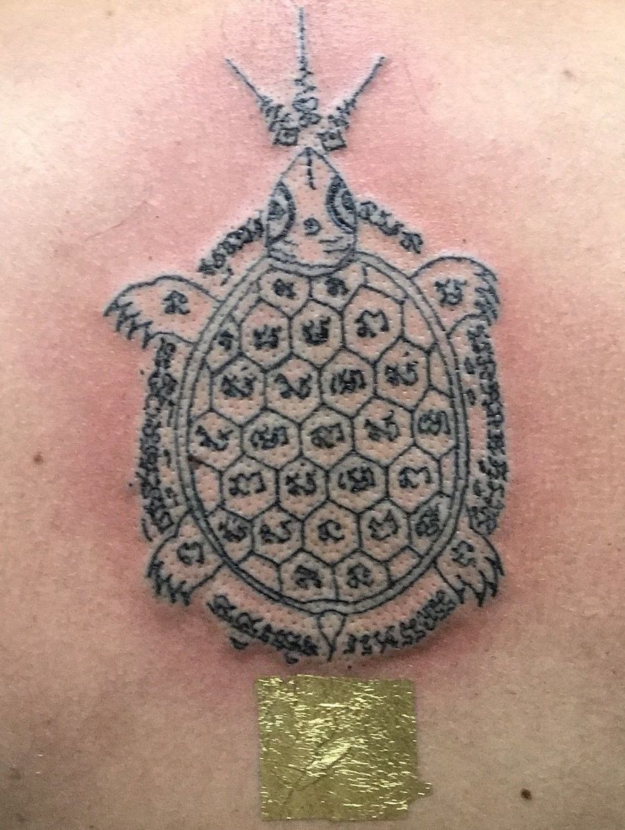 Turtle Yantra — traditional Thai Sak Yant tattoo in Thailand